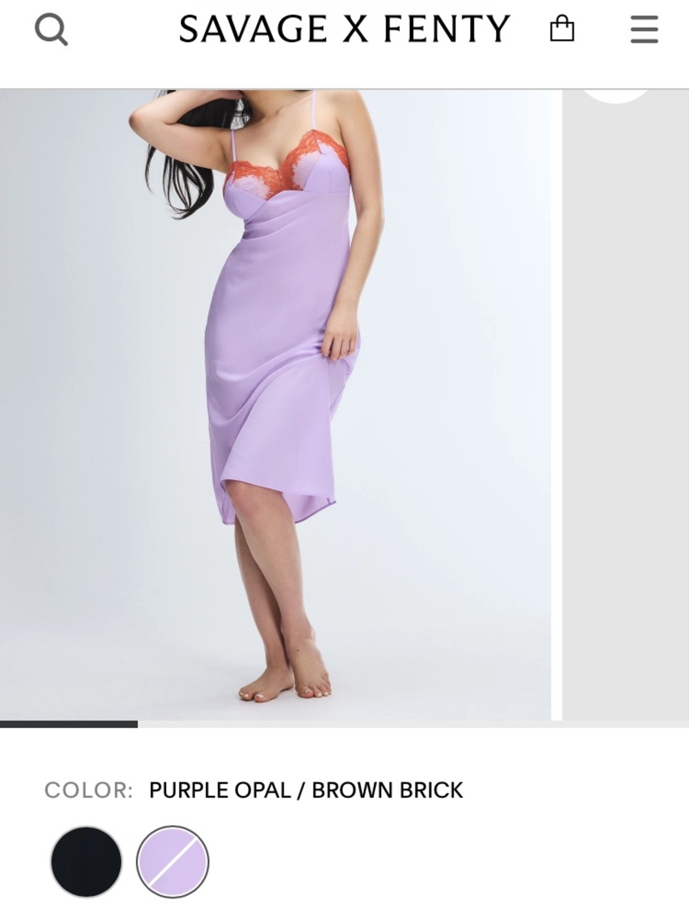 •Savage X Fenty• Lilac Slip Dress with Orange Lace - Picture 3 of 5